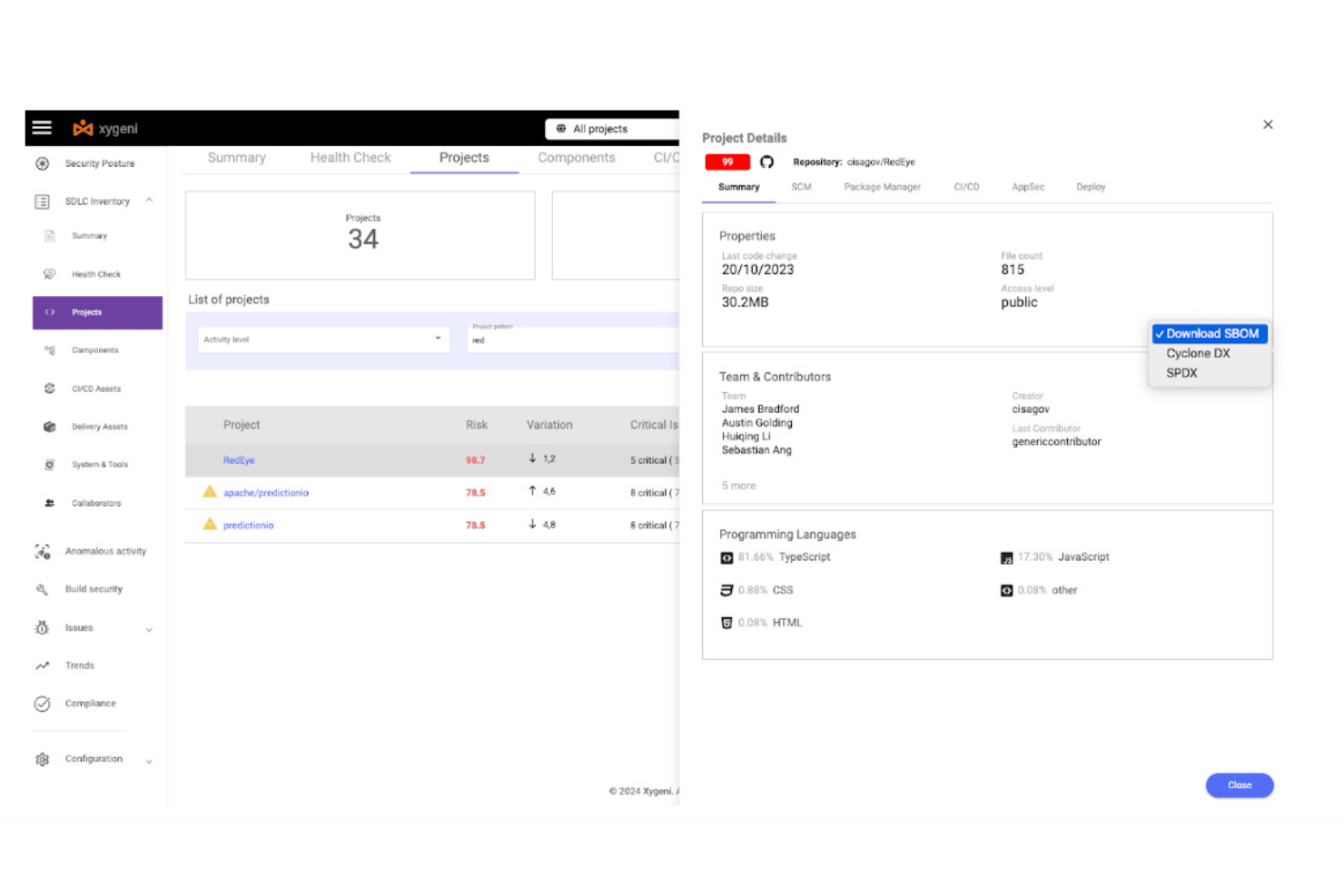 Xygeni screenshot - 10 beste SBOM-software in 2026
