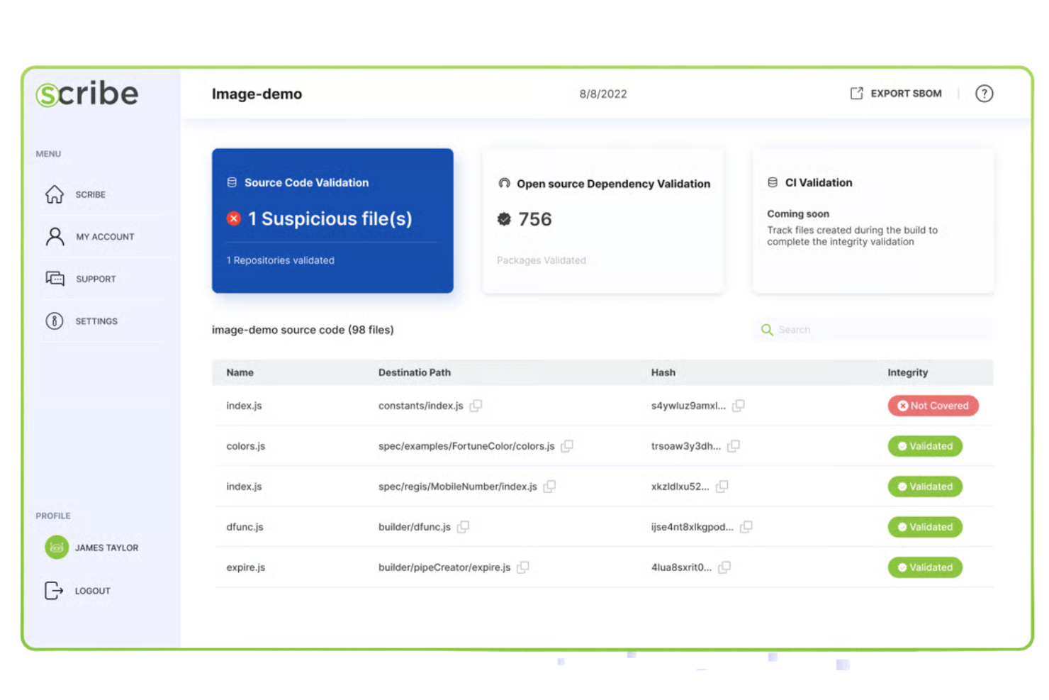 Scribe Security Trust Hub screenshot - 10 beste SBOM-software in 2026
