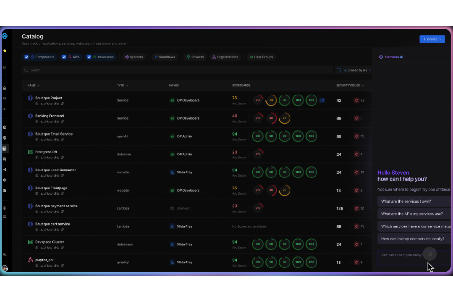Harness Internal Developer Portal screenshot - 10 beste interne ontwikkelaarsportalen in 2026