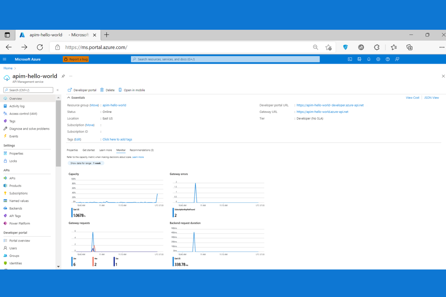 Microsoft Azure API Management screenshot - 10 Beste API-gateways voor microservice-apps in 2026