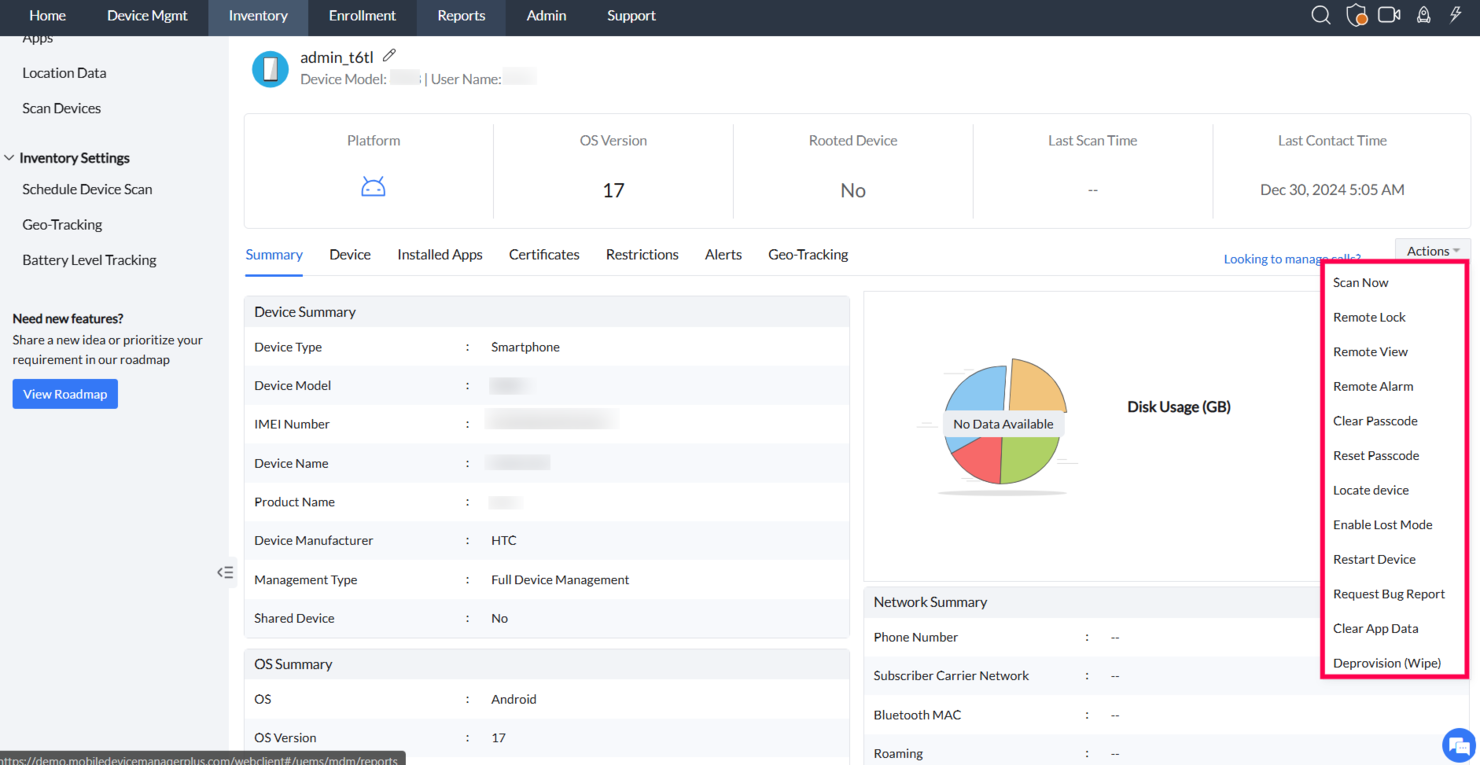 ManageEngine Mobile Device Manager Plus screenshot - 10 beste softwareoplossingen voor Android-apparaatbeheer in 2026