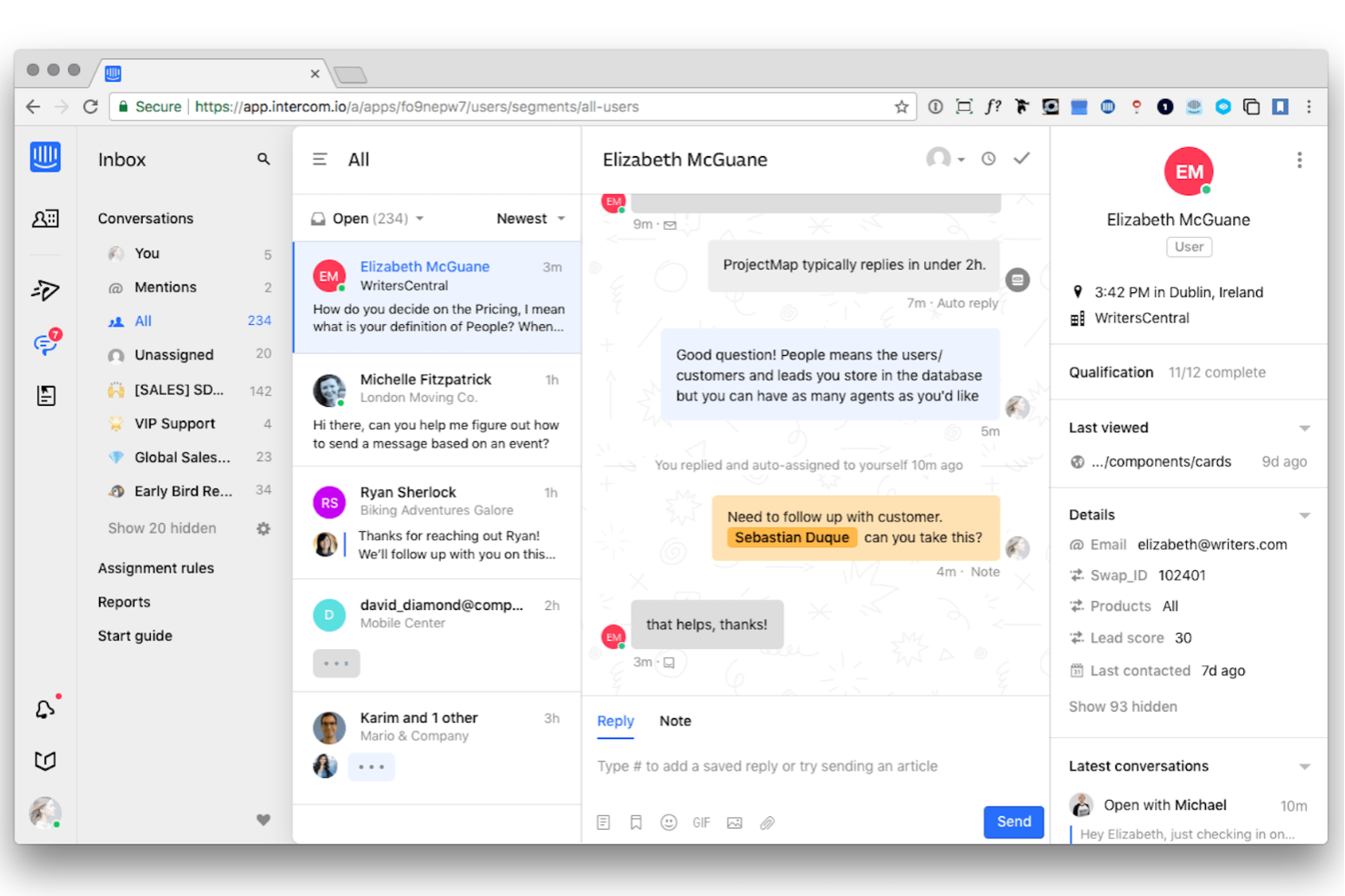 Intercom screenshot - 10 beste Help Scout-alternatieven voor 2026