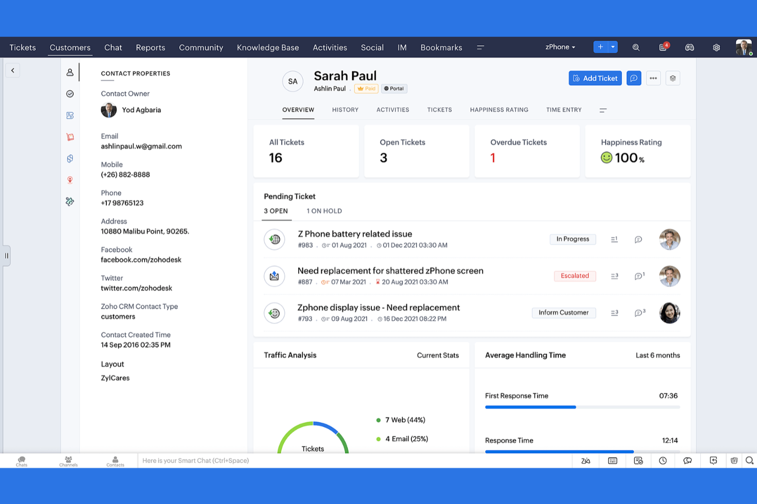 Zoho Desk screenshot - 10 beste alternatieven voor Help Scout in 2026