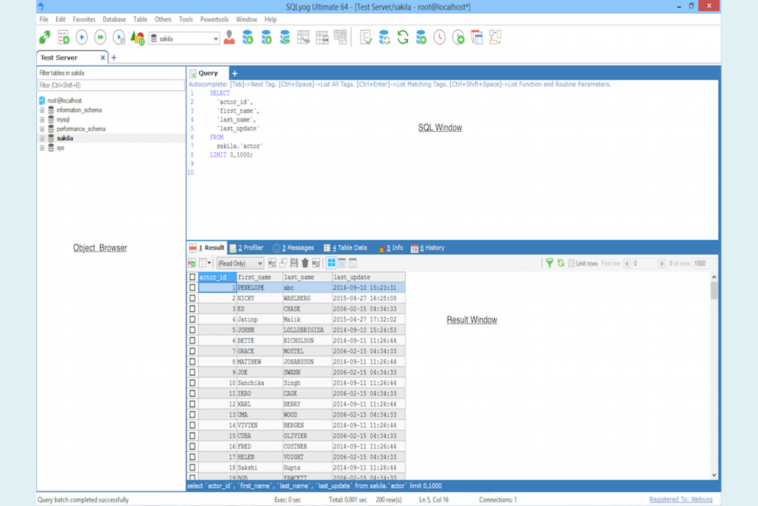 SQLyog screenshot - 10 alternatieven voor MySQL Workbench voor 2026