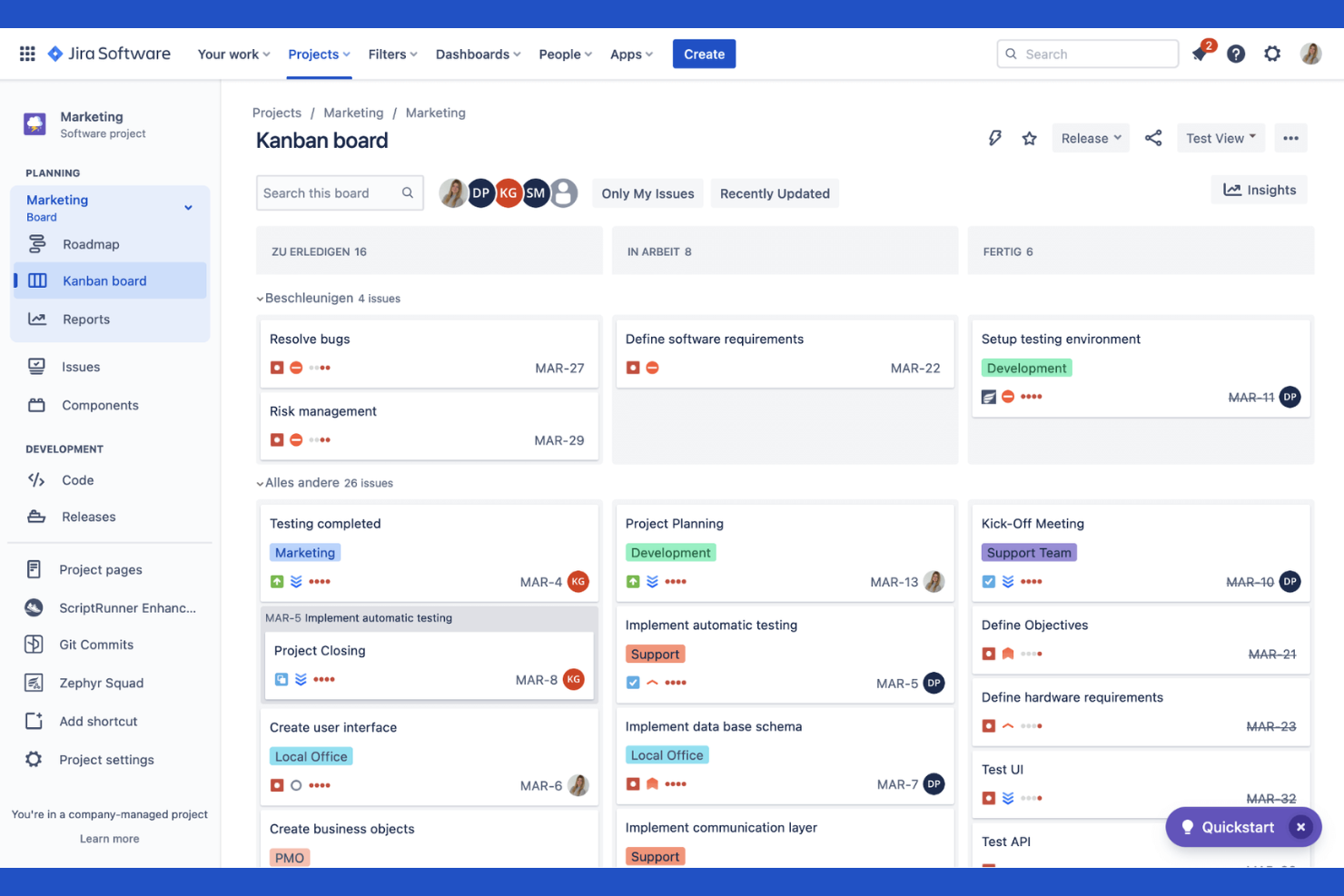 Jira screenshot - 10 Trello-alternatieven voor 2026