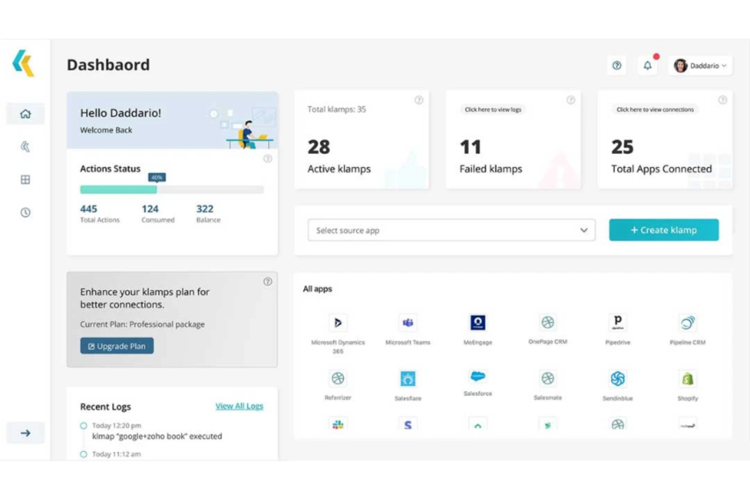 Klamp screenshot - 10 beste ingebedde iPaaS-software beoordeeld in 2026