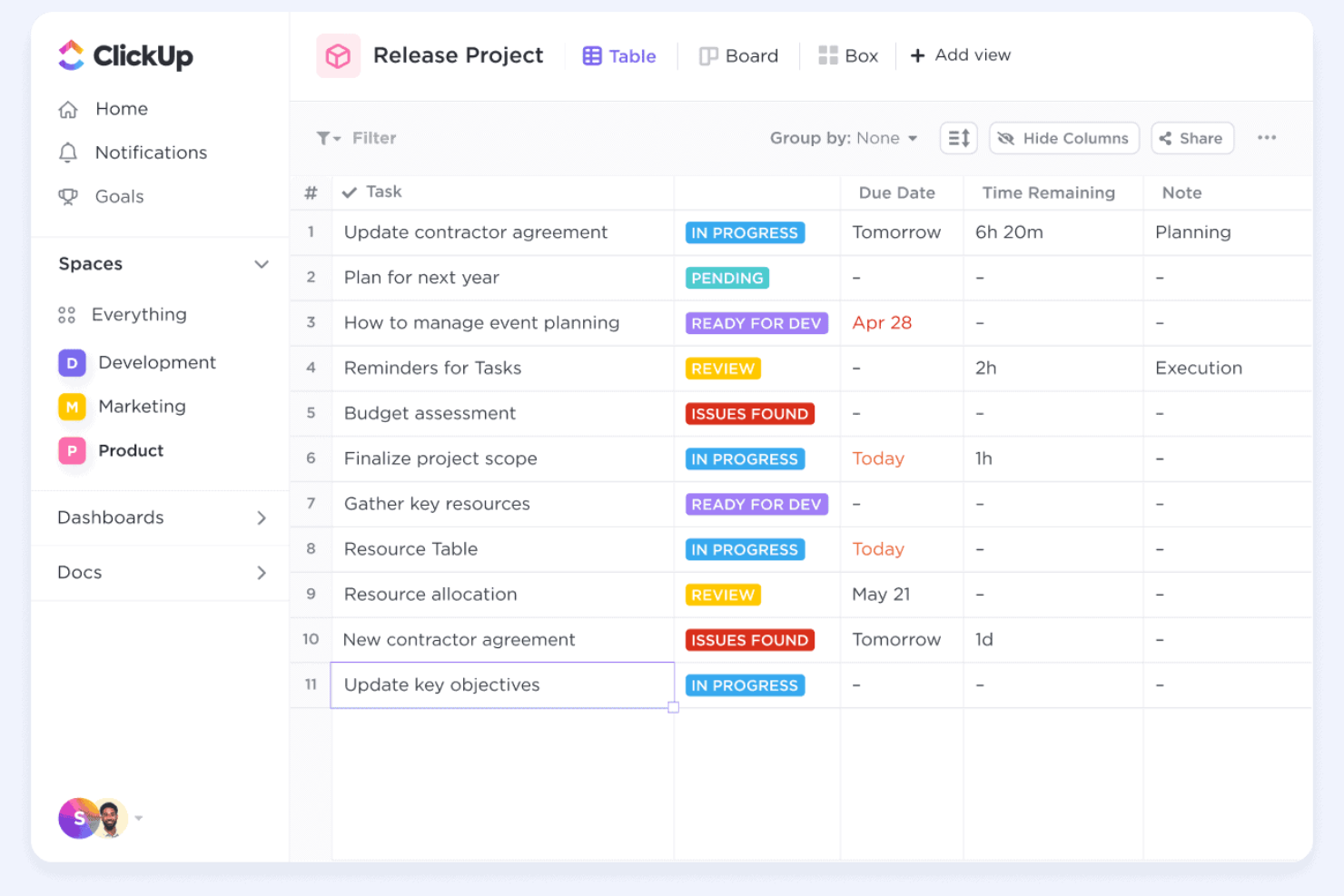 ClickUp screenshot - 10 beste alternatieven voor Asana beoordeeld in 2026