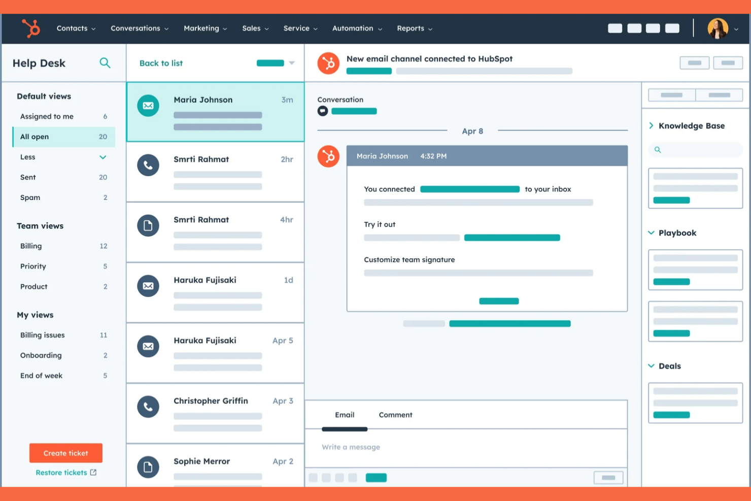 HubSpot Service Hub screenshot - 10 beste helpdesksoftware voor ondernemingen beoordeeld in 2026