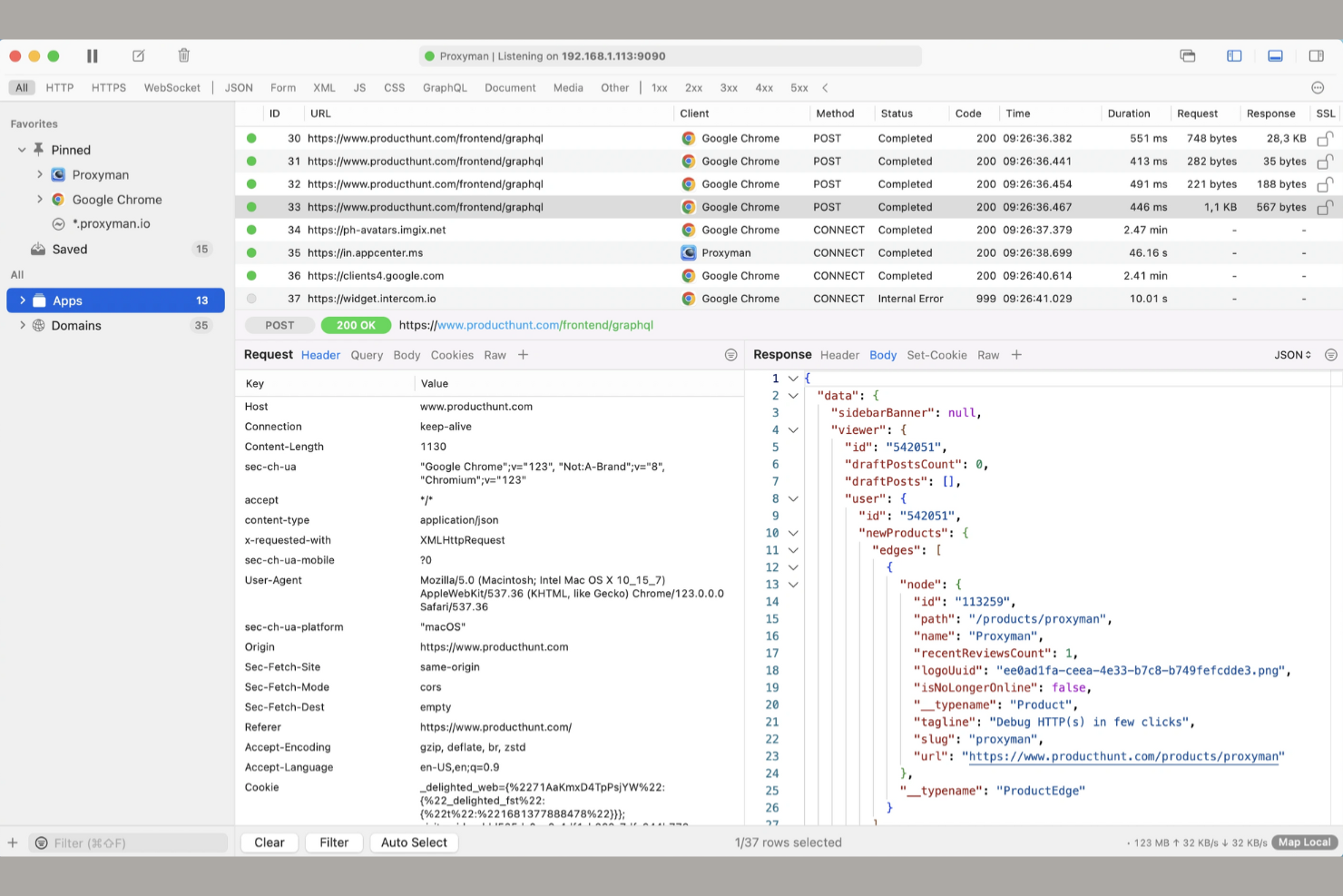 Proxyman screenshot - 10 beste alternatieven voor Wireshark beoordeeld in 2026