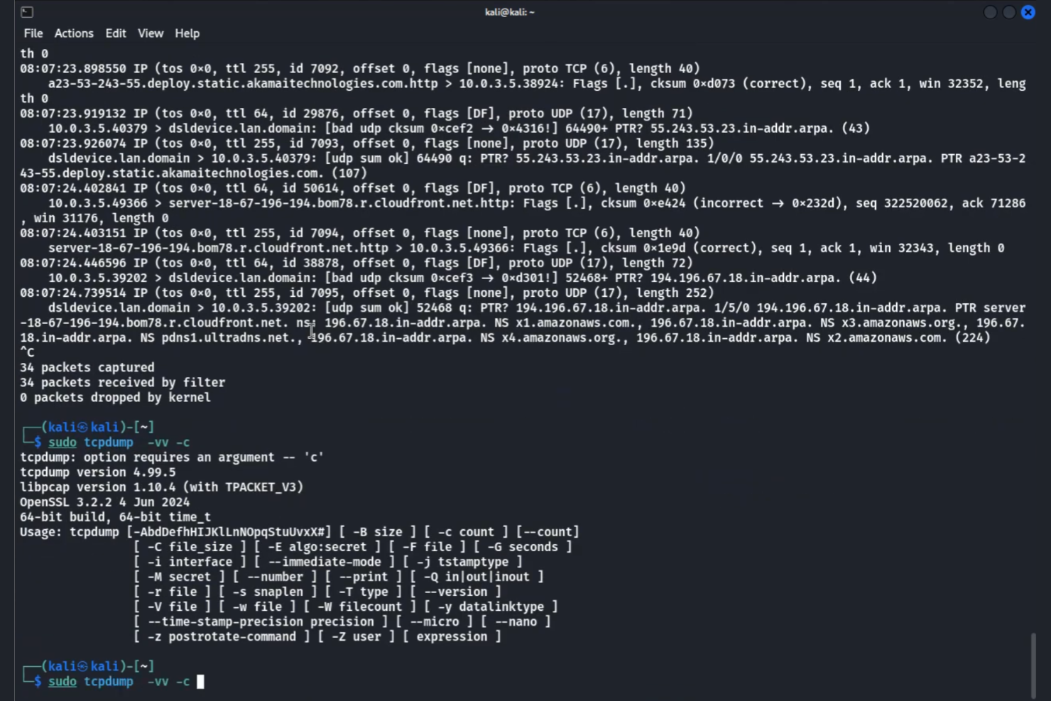 Tcpdump screenshot - 10 beste alternatieven voor Wireshark beoordeeld in 2026