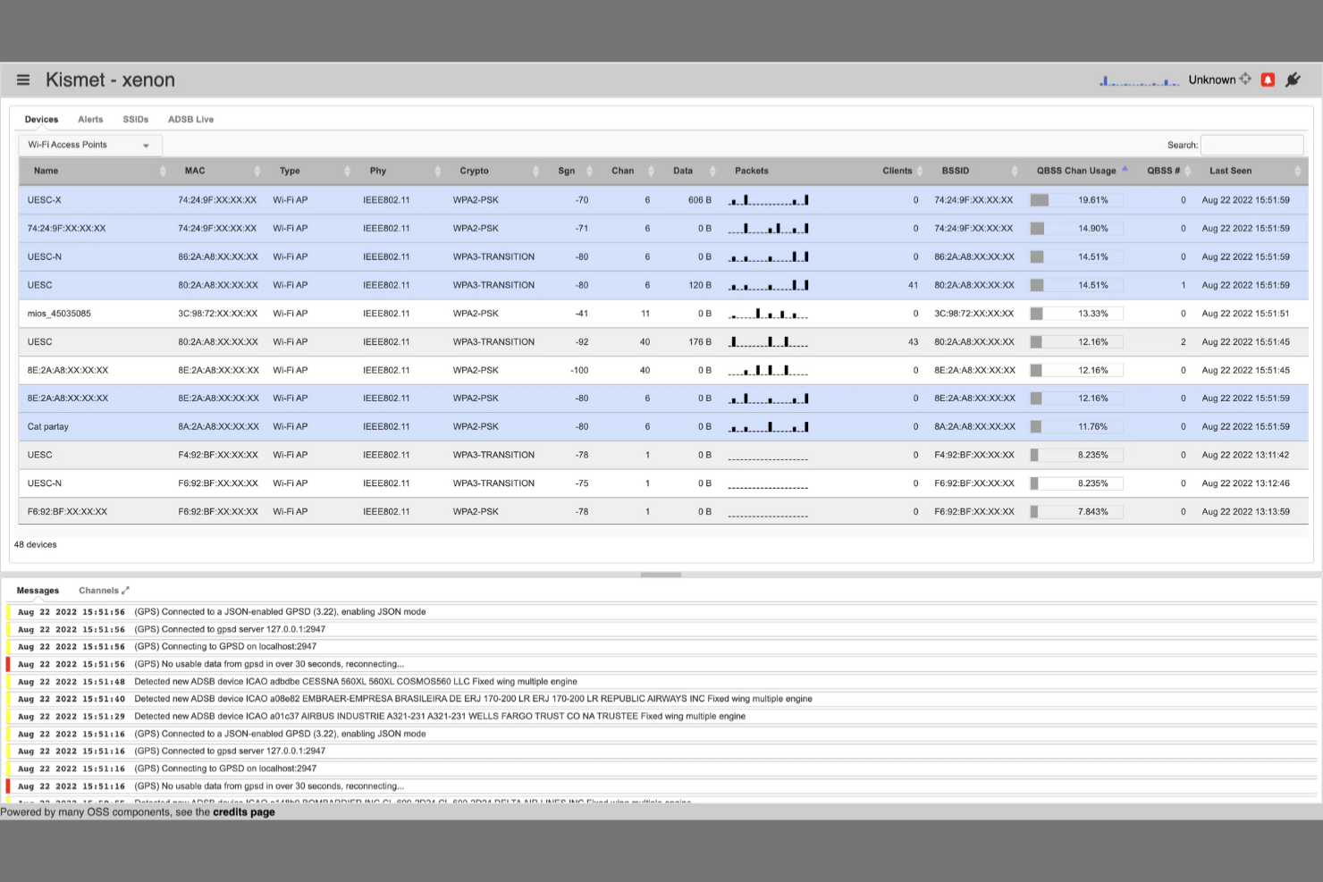 Kismet screenshot - 10 beste alternatieven voor Wireshark beoordeeld in 2026