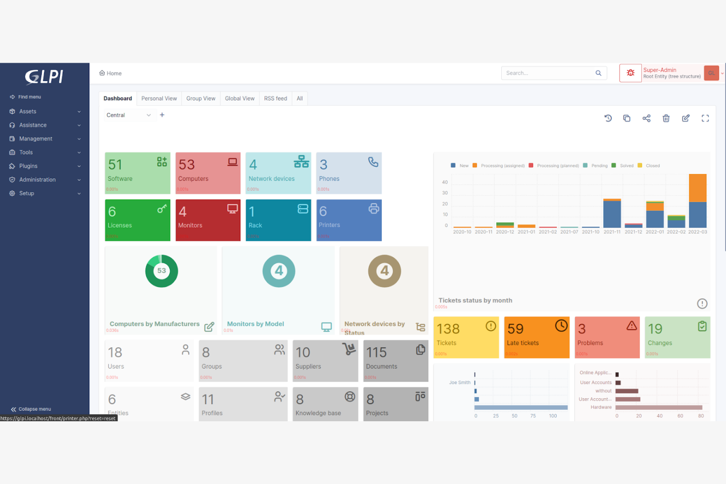 GLPI screenshot - 10 beste gratis helpdesksoftware beoordeeld in 2026