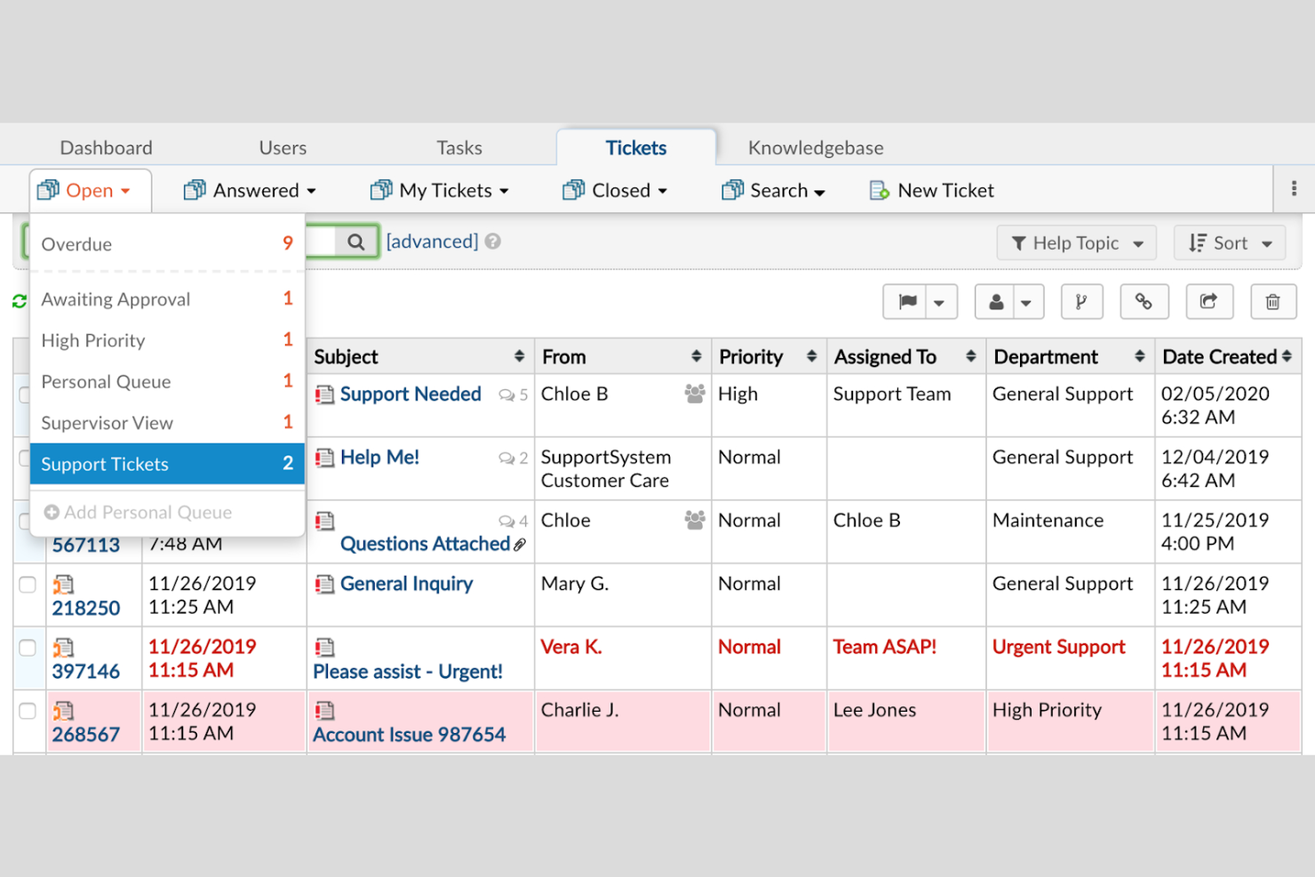 osTicket screenshot - 10 beste gratis helpdesksoftware beoordeeld in 2026