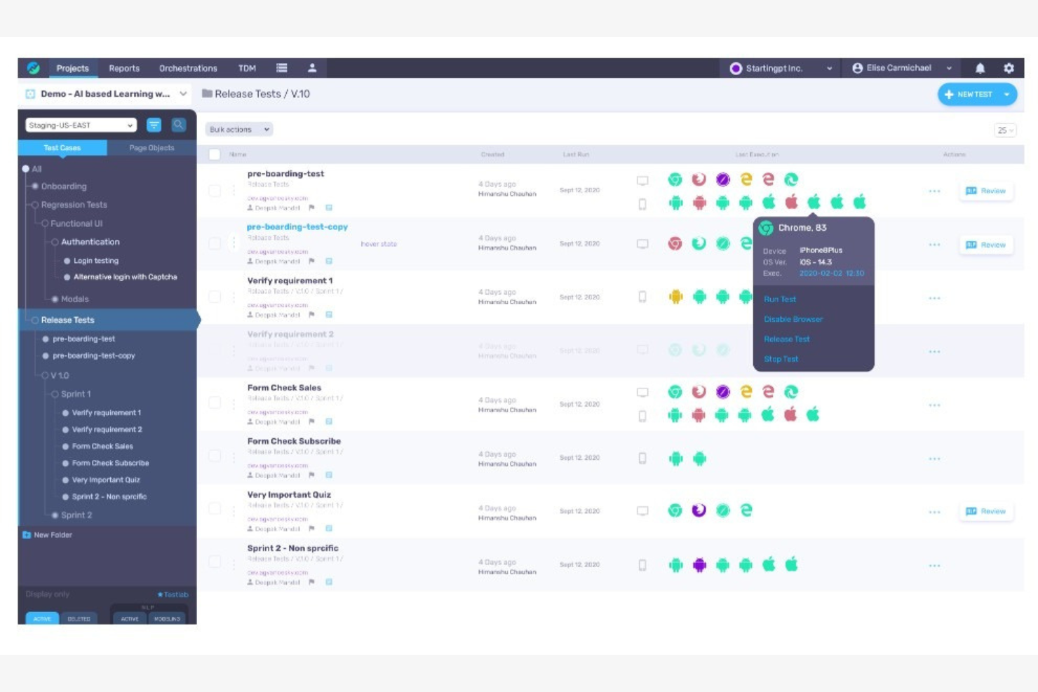 Functionize screenshot - 10 beste AI-tools voor softwaretests beoordeeld in 2026