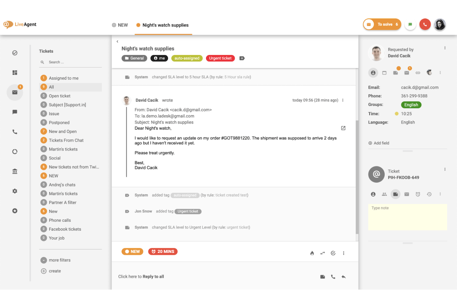 LiveAgent screenshot - 10 beste helpdesksoftware voor kleine bedrijven beoordeeld in 2026
