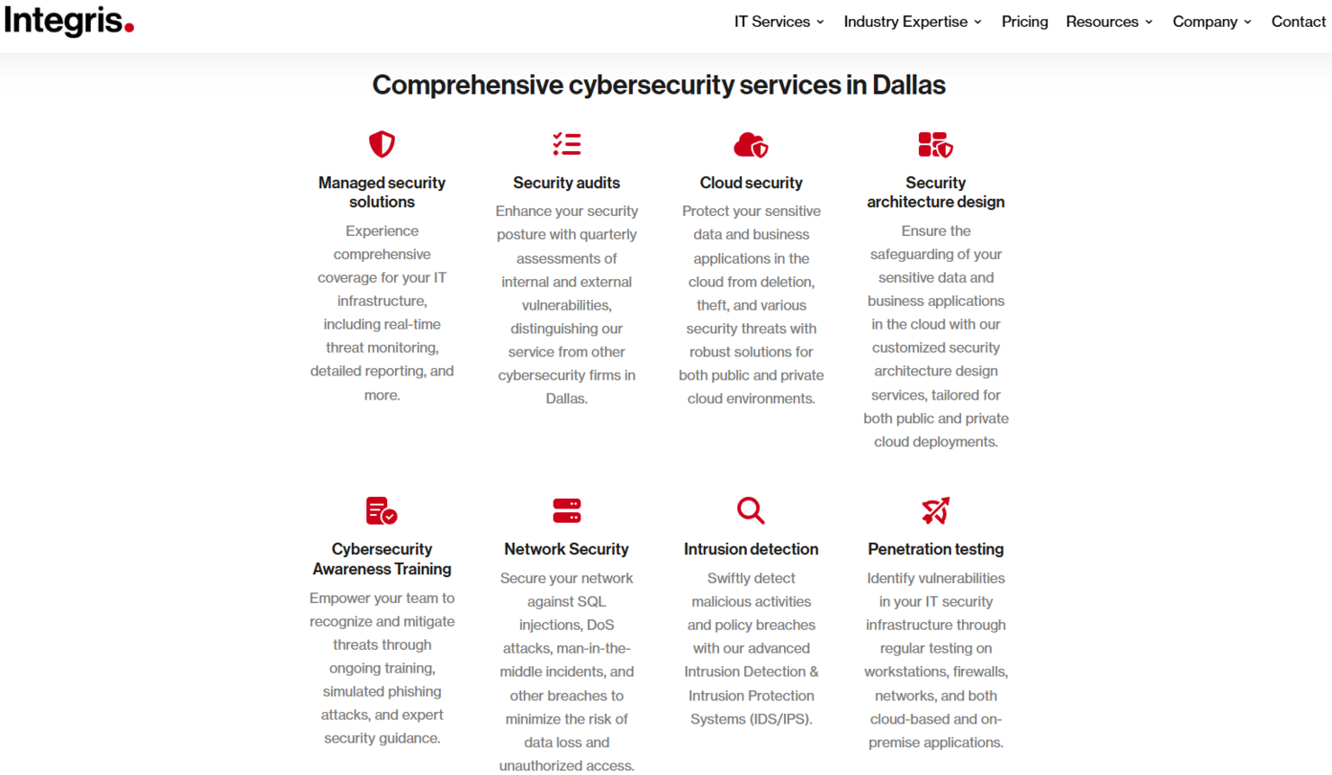 Integris screenshot - 10 beste cyberbeveiligingsbedrijven in Dallas beoordeeld in 2026