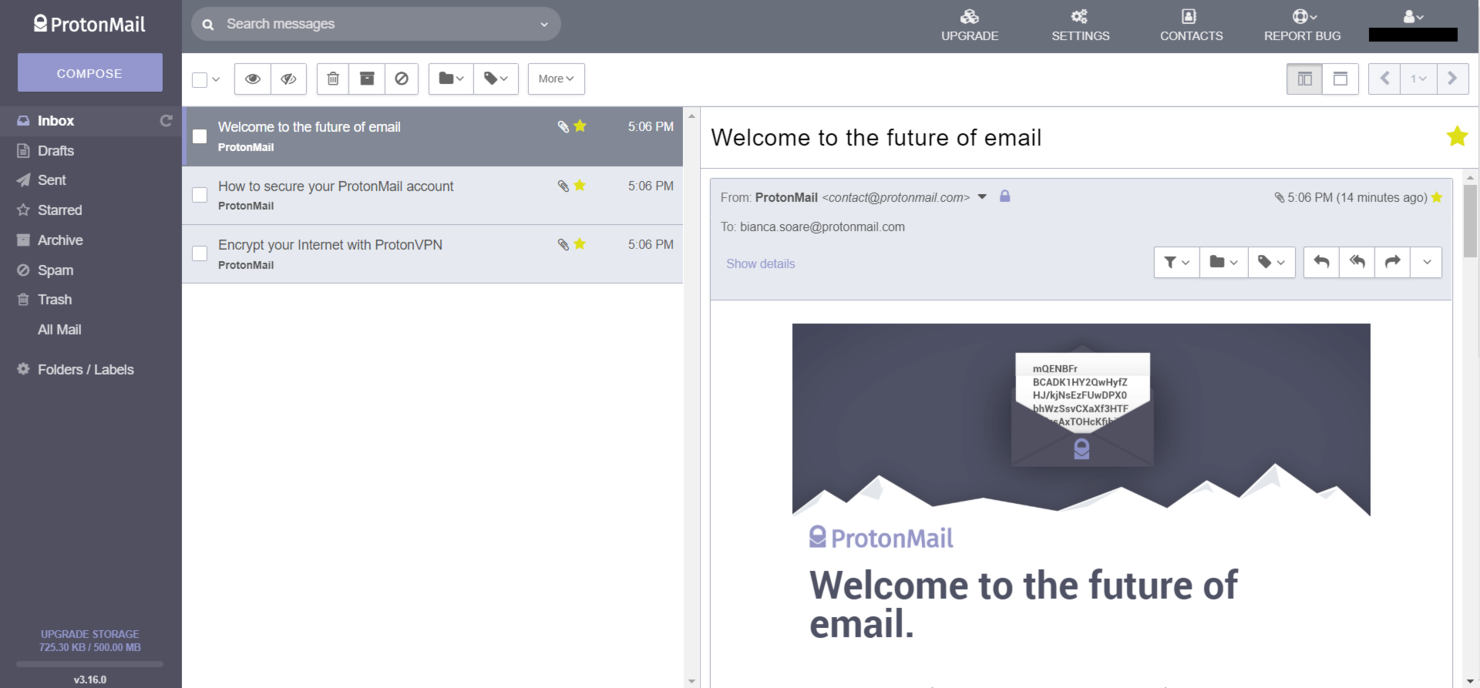 ProtonMail screenshot - Top 10 e-mailversleutelingssoftware van 2026