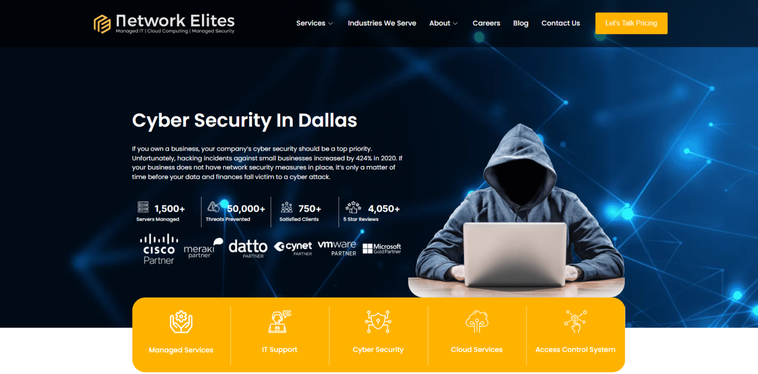 Network Elites screenshot - 10 beste cyberbeveiligingsbedrijven in Dallas beoordeeld in 2026