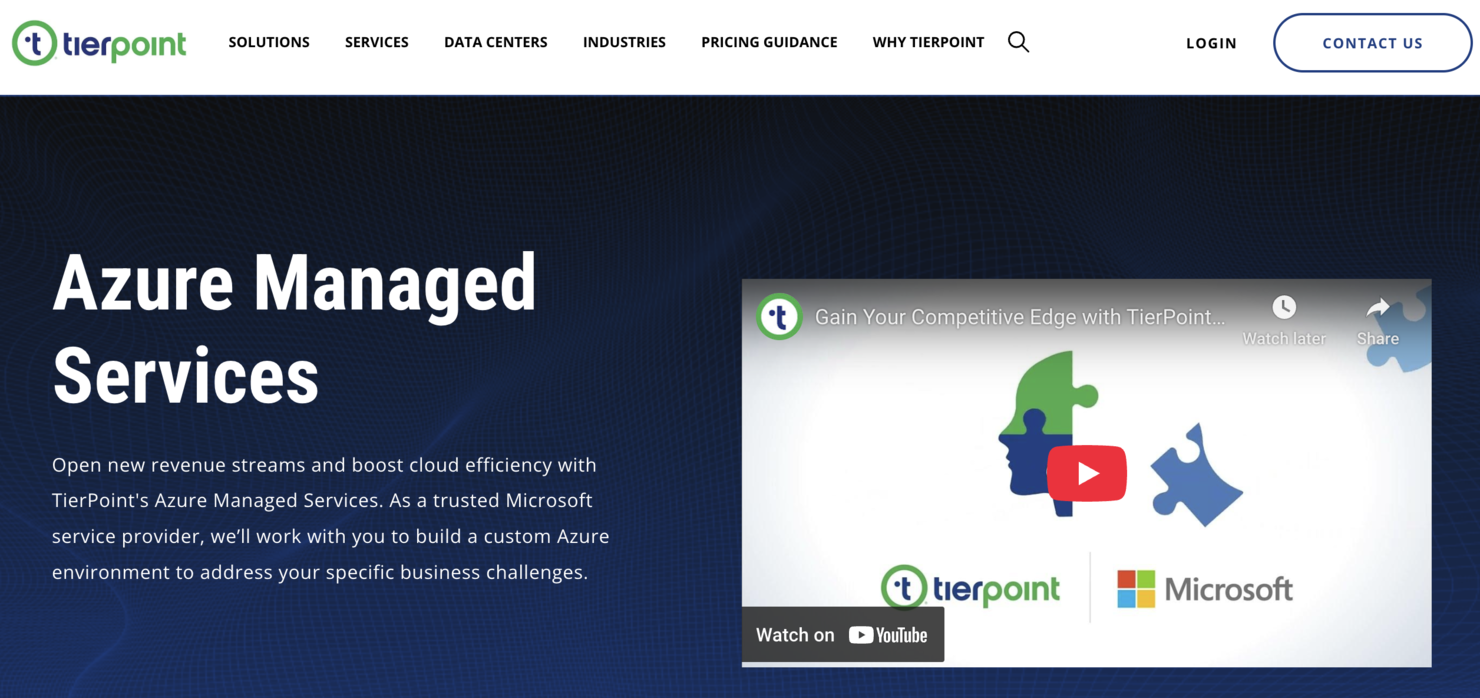 TierPoint screenshot - 10 beste Azure-beheerde serviceproviders beoordeeld in 2026