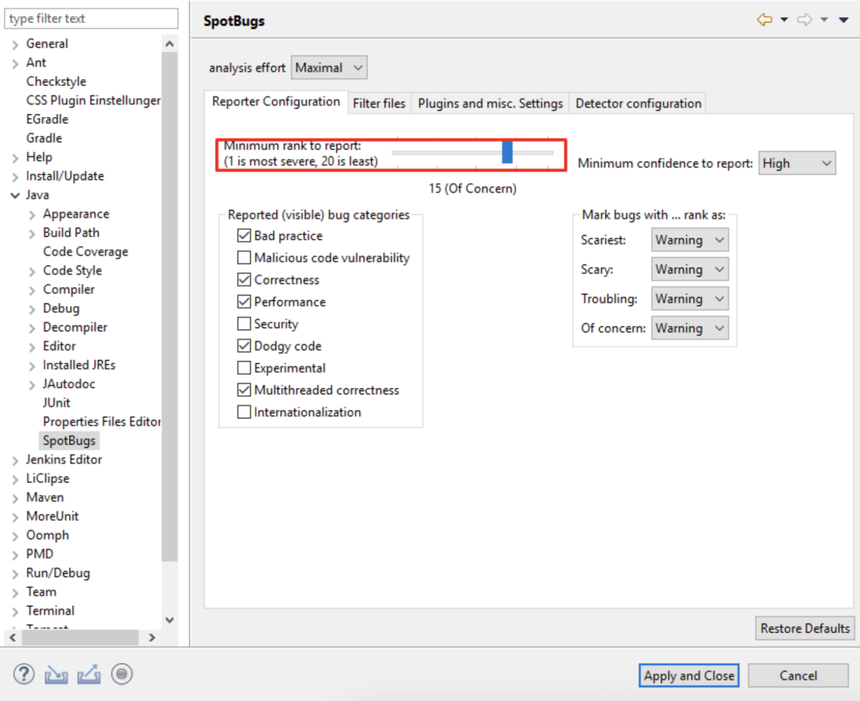FindBugs/SpotBugs screenshot - 10 beste tools voor geautomatiseerde codebeoordeling besproken in 2026