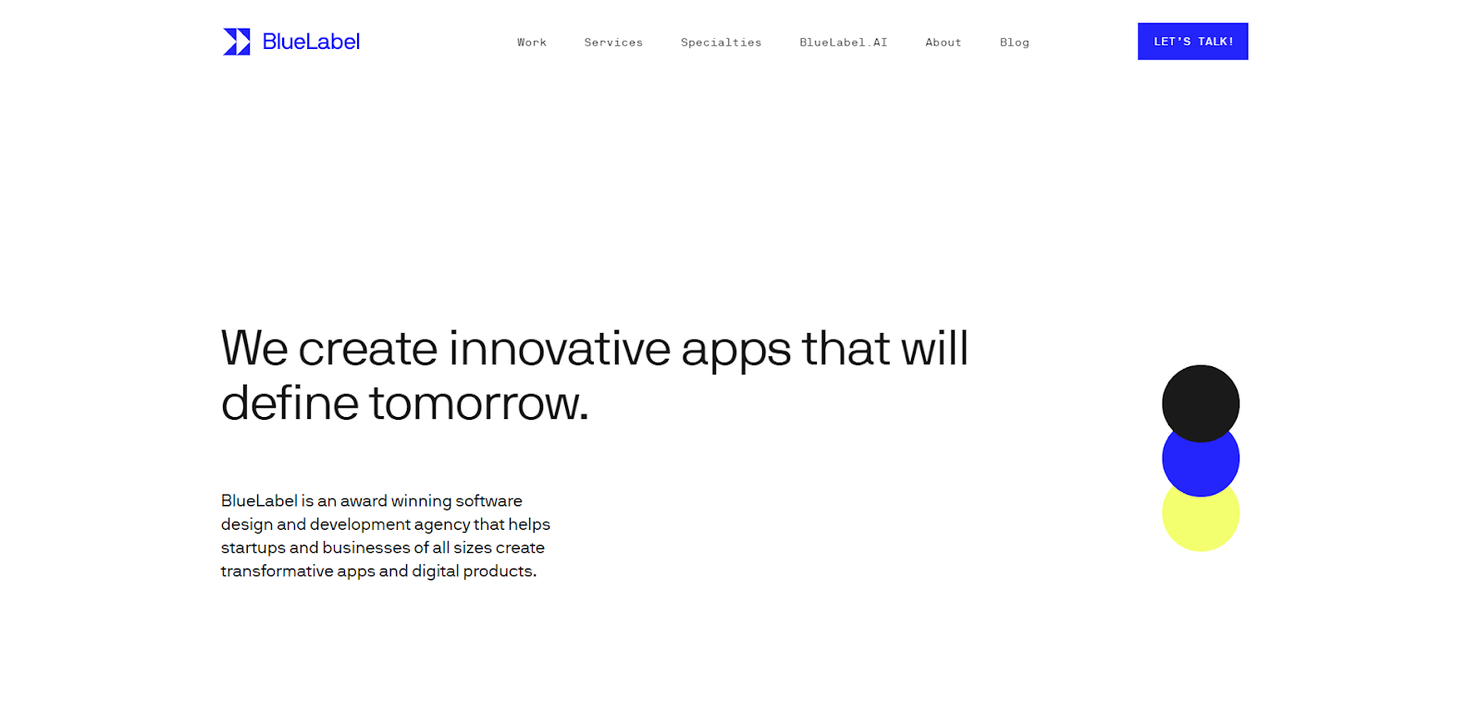 BlueLabel screenshot - 10 beste bedrijven voor mobiele appontwikkeling beoordeeld in 2026