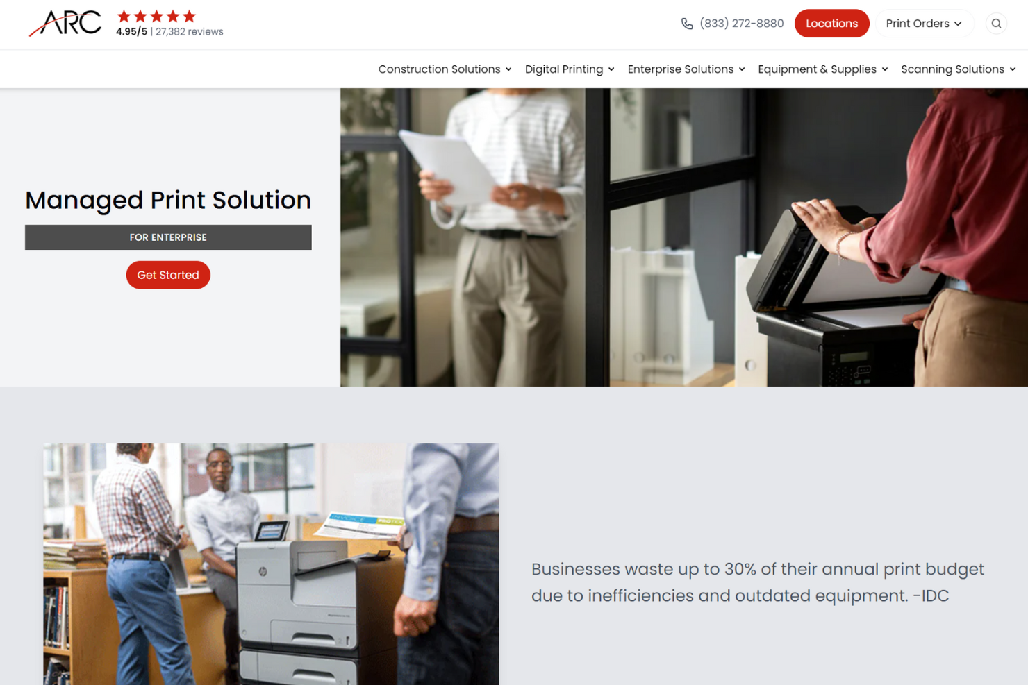ARC Document Solutions screenshot - 10 aanbieders van beheerde printservices beoordeeld in 2026