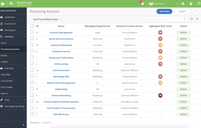 OneTrust screenshot - 10 beste software voor datamapping beoordeeld in 2026