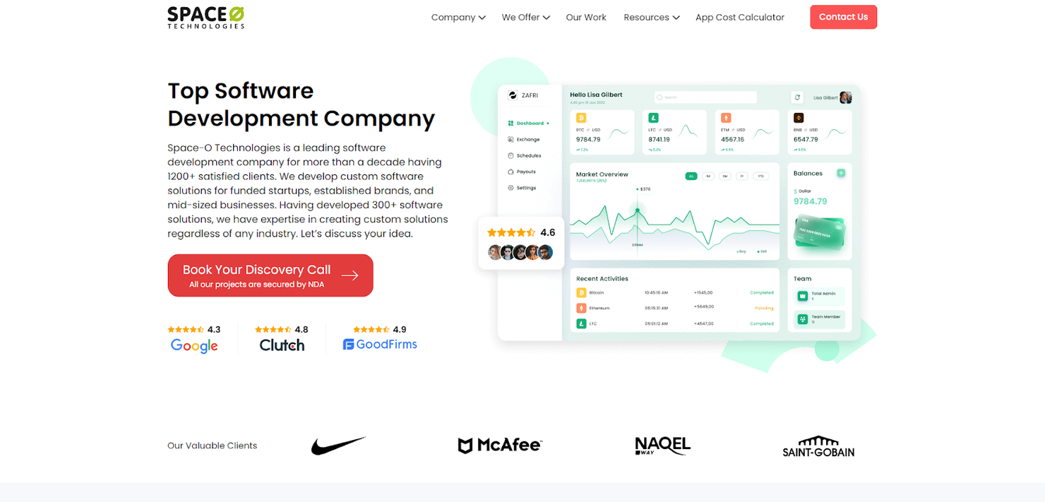 Space-O Technologies screenshot - 10 beste bedrijven voor mobiele appontwikkeling beoordeeld in 2026