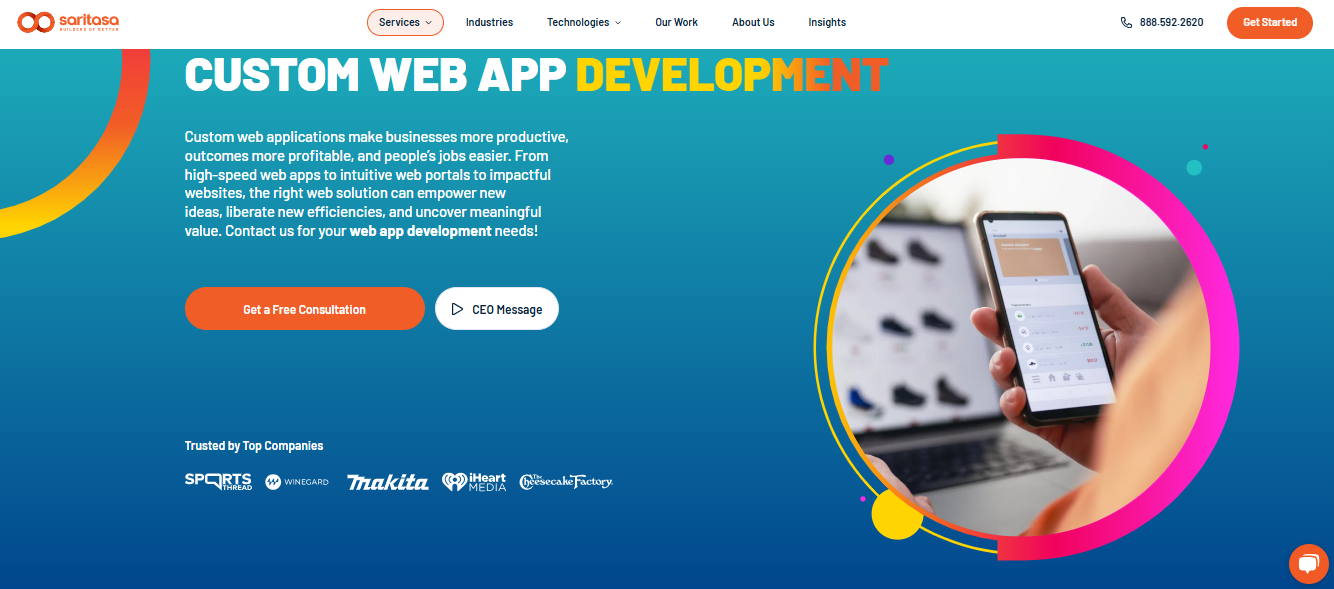 Saritasa screenshot - 10 Beste bedrijven voor webappontwikkeling beoordeeld in 2026