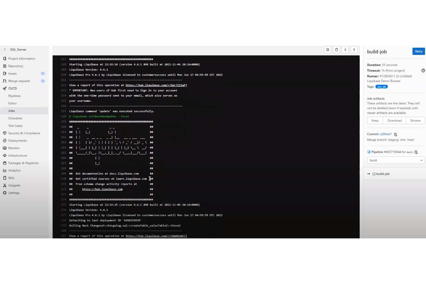 Liquibase screenshot - 10 beste DevOps-tools voor databases beoordeeld in 2026