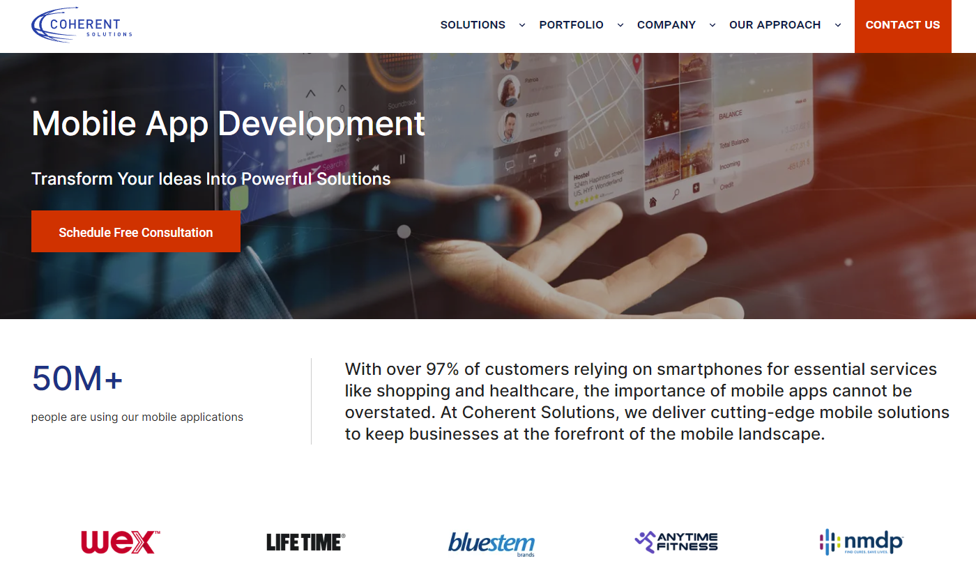Coherent Solutions screenshot - 10 beste bedrijven voor maatwerkontwikkeling van mobiele apps in 2026