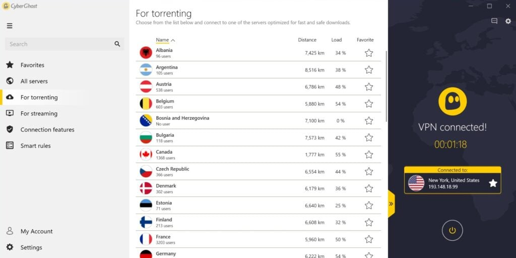 CyberGhost VPN screenshot - Gids voor de 10 beste VPN-software van 2026