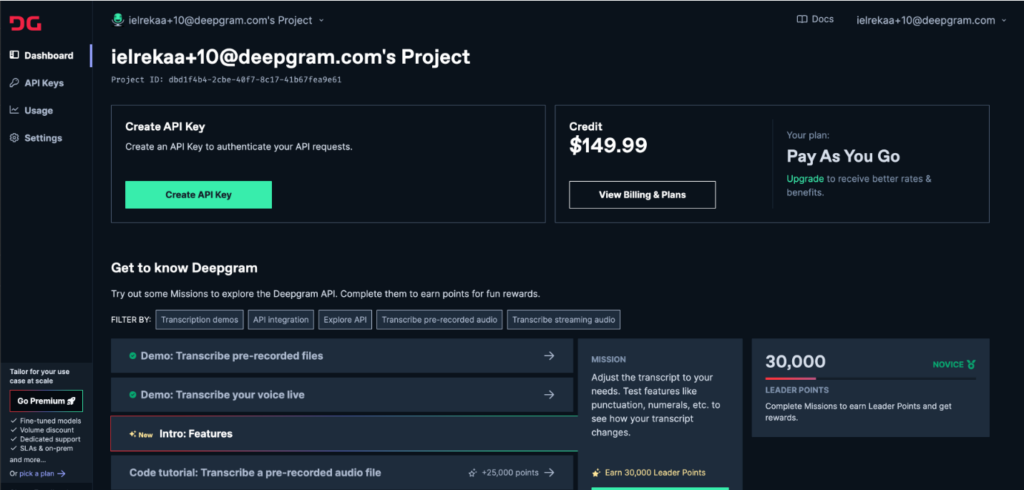 Deepgram screenshot - De 10 beste spraakherkenningssoftware van 2026 ontdekken