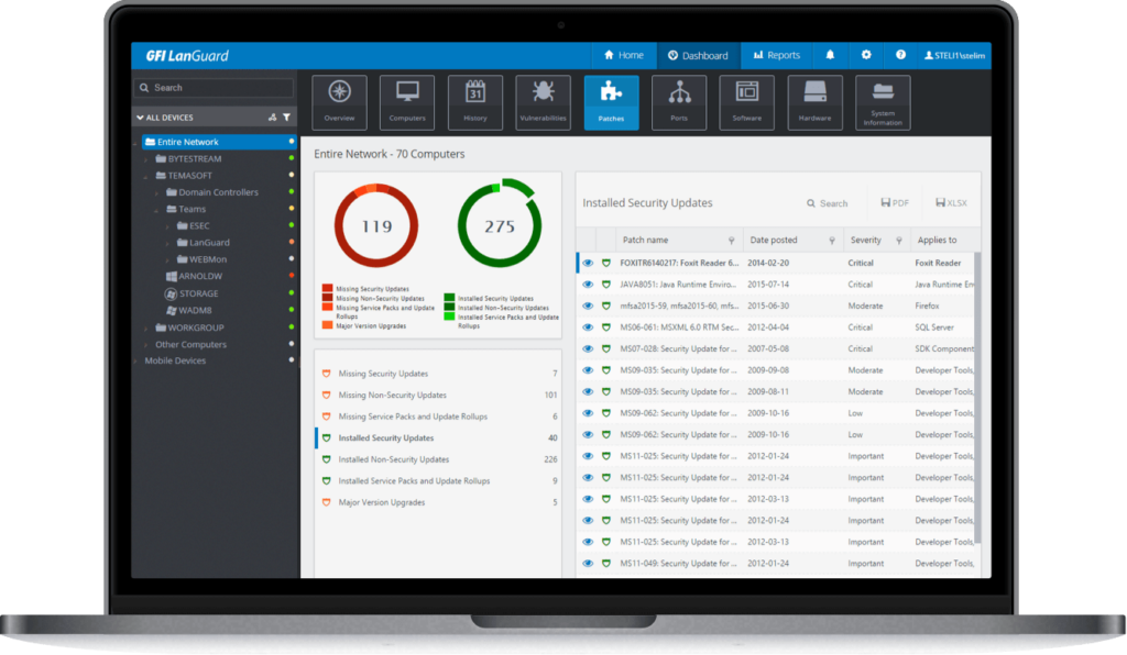 GFI Languard screenshot - 10 beste software voor geïntegreerd dreigingsbeheer in 2026