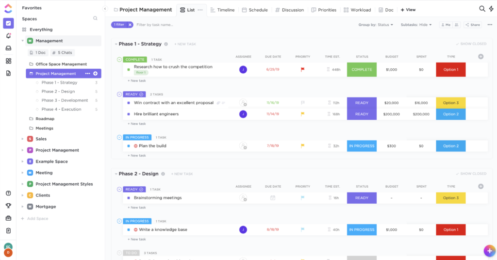 ClickUp screenshot - 10 beste tools voor het bijhouden van softwareontwikkeling in 2026