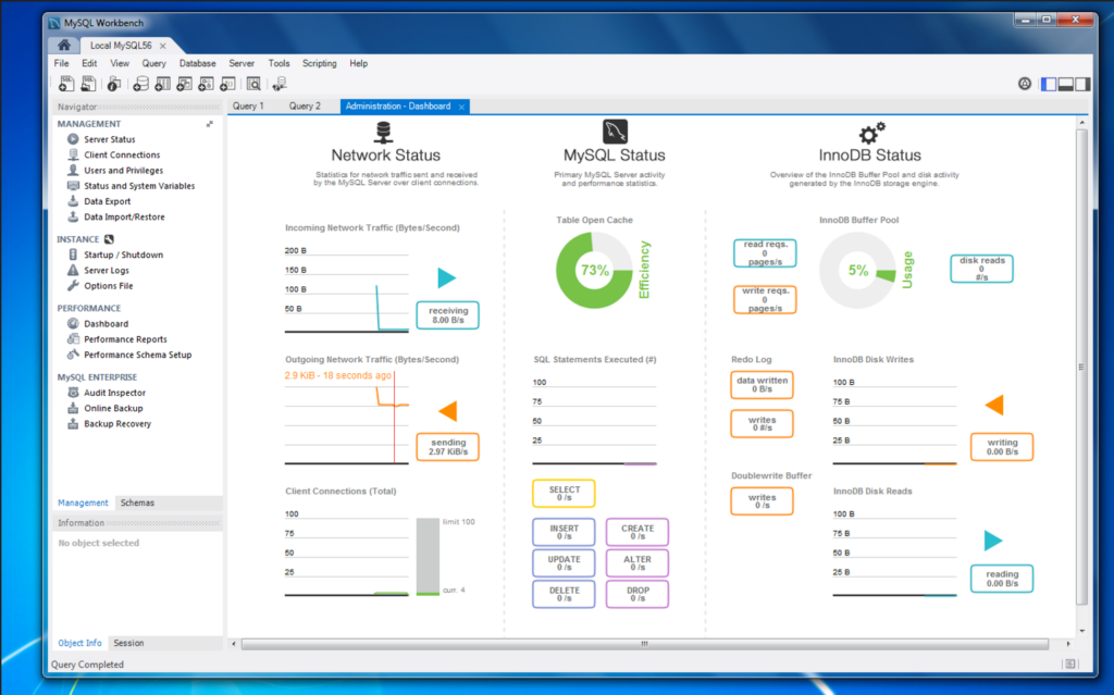 MySQL screenshot - De 10 beste relationele databasesoftware van 2026 verkend