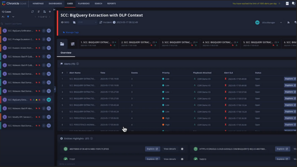Google Cloud Chronicle SOAR screenshot - Een CTO-gids voor de 10 beste SOAR-platformen van 2026