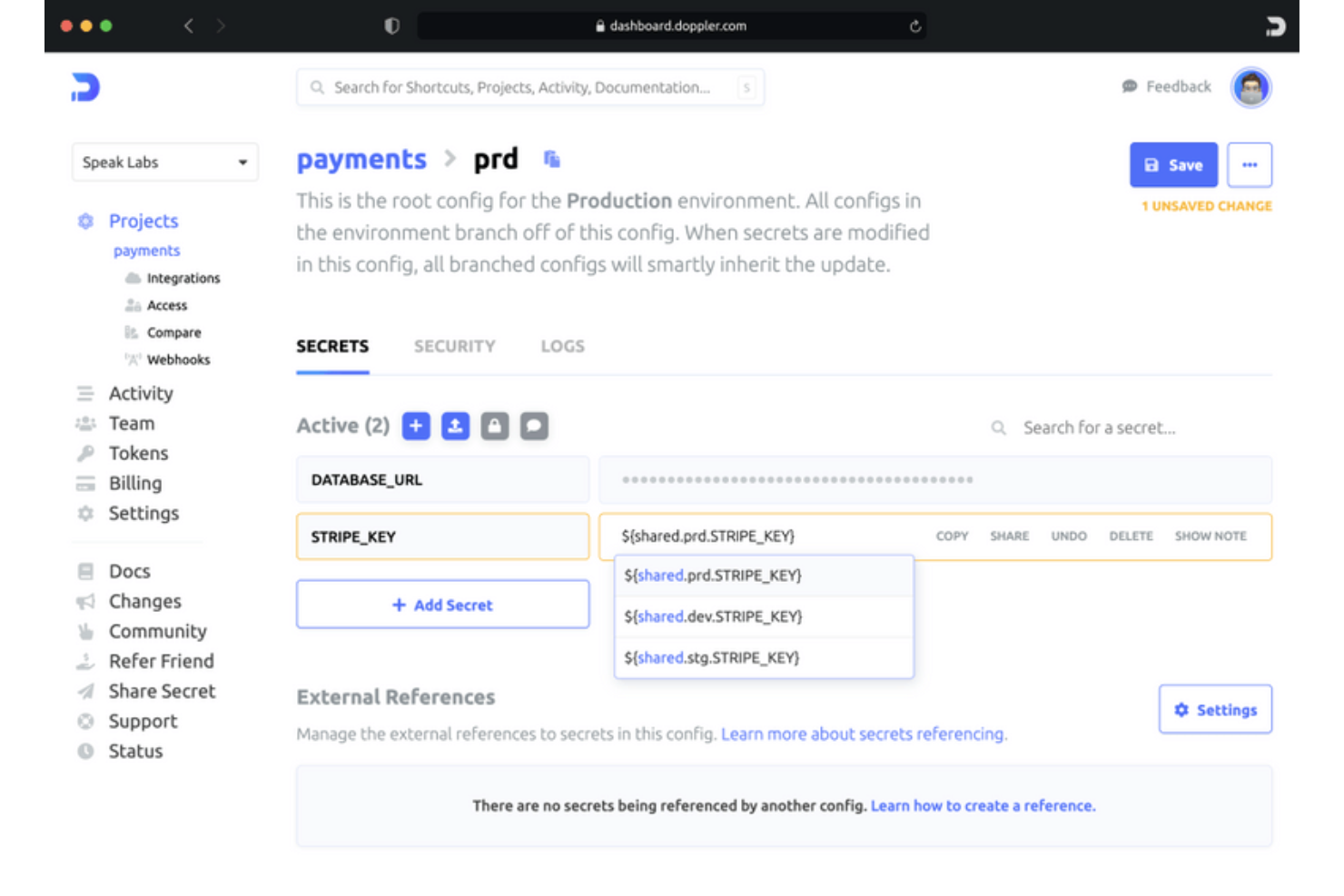 Doppler SecretOps Platform screenshot - De 10 beste tools voor geheimenbeheer beoordeeld in 2026
