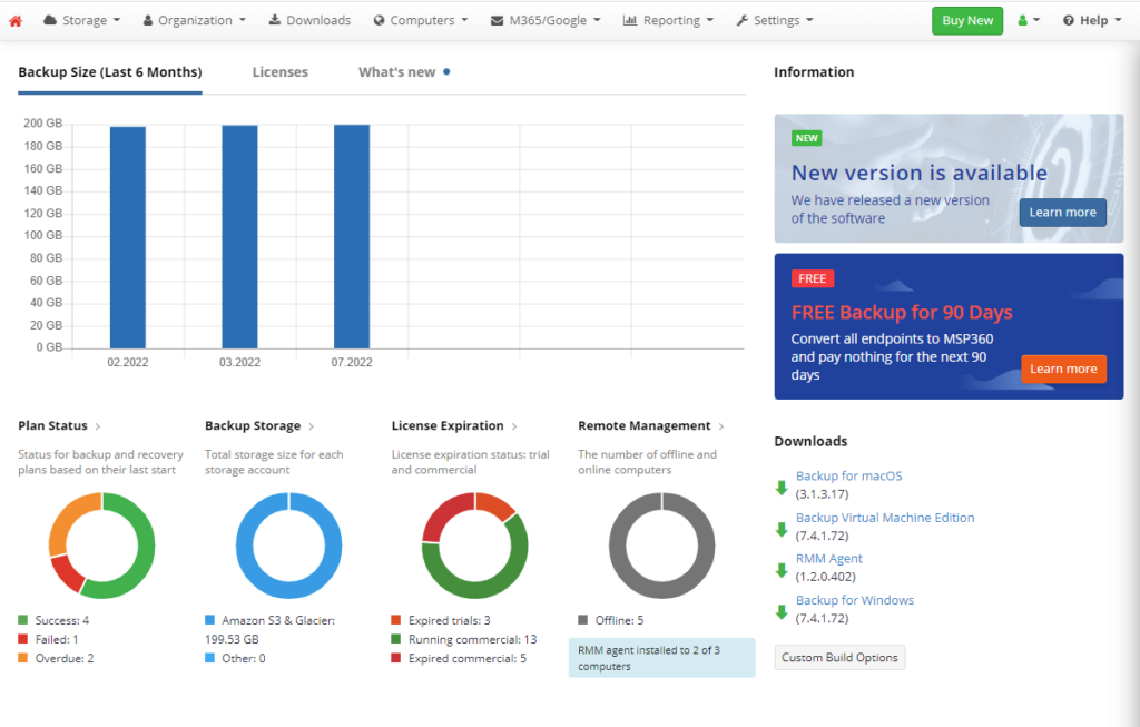 MSP360 Backup screenshot - 10 serverback-upoplossingen & hoe ze zich in 2026 tot elkaar verhouden