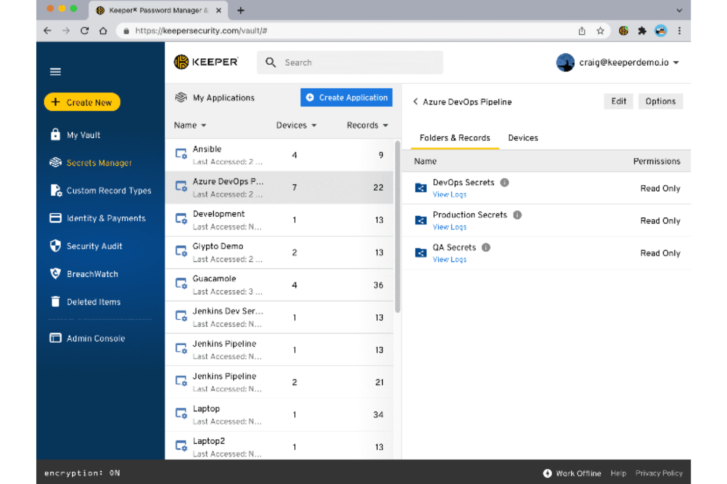 Keeper Secrets Manager screenshot - De 10 beste tools voor geheimenbeheer beoordeeld in 2026