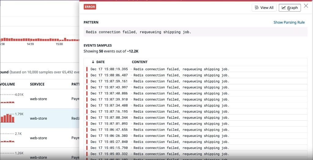Datadog Log Management screenshot - De 10 beste softwareprogramma’s voor logboekbeheer van 2026 ontrafeld