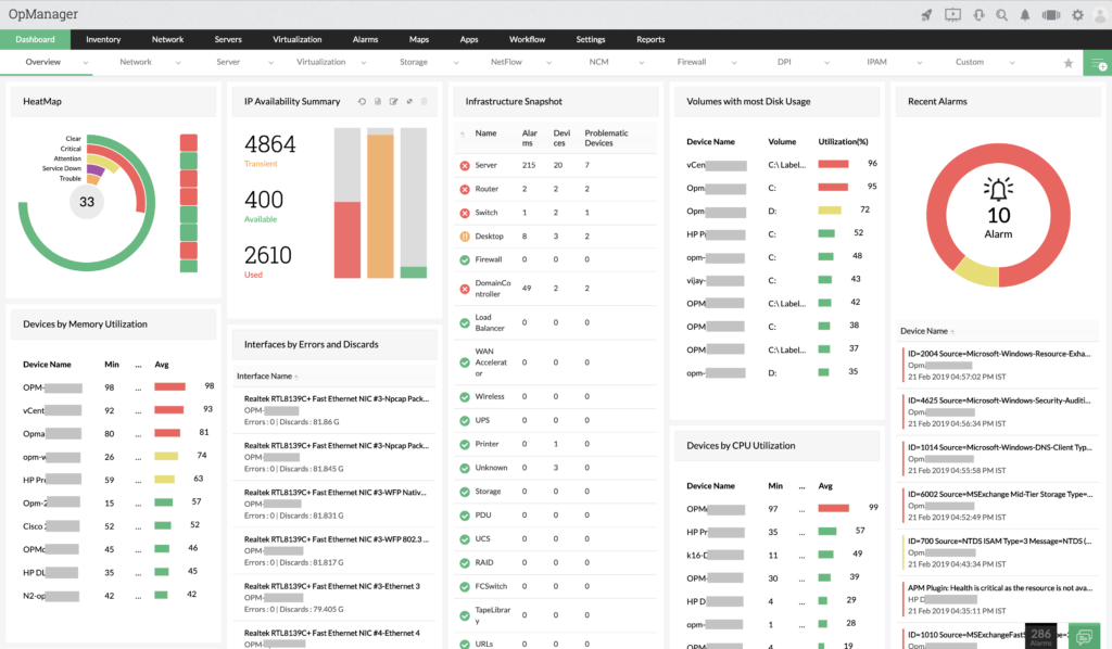 ManageEngine OpManager screenshot - 10 beste software voor netwerkautomatisering van 2026