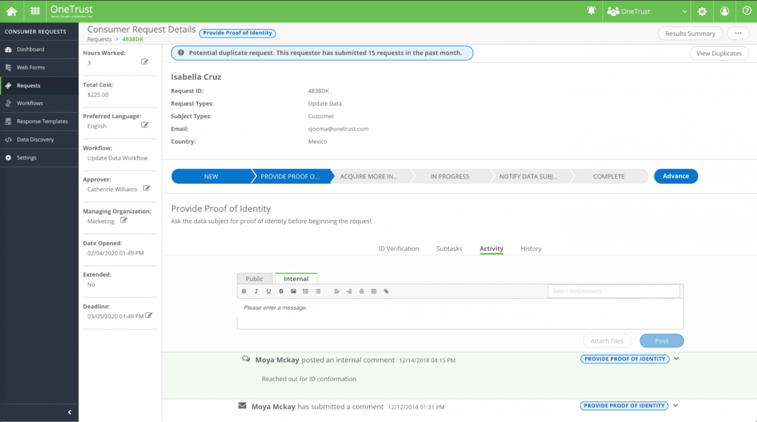 OneTrust screenshot - 10 beste tools voor mastergegevensbeheer van 2026