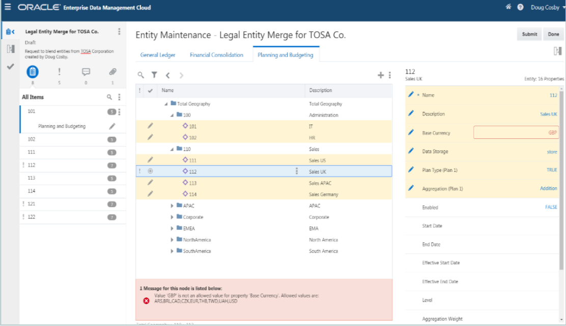 Oracle Enterprise Data Management screenshot - 10 beste tools voor mastergegevensbeheer van 2026