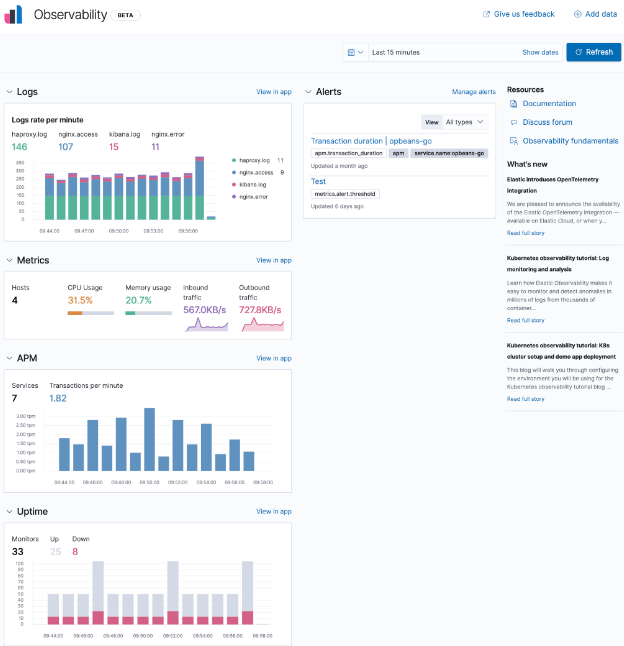 Observability screenshot - De 10 beste keuzes voor logmonitoringsoftware
