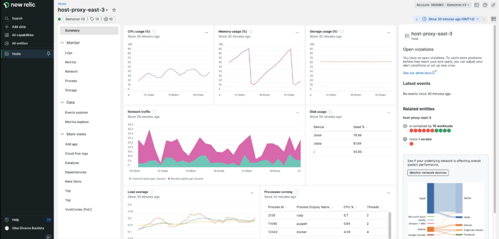 New Relic screenshot - 10 beste tools voor infrastructuurmonitoring beoordeeld in 2026