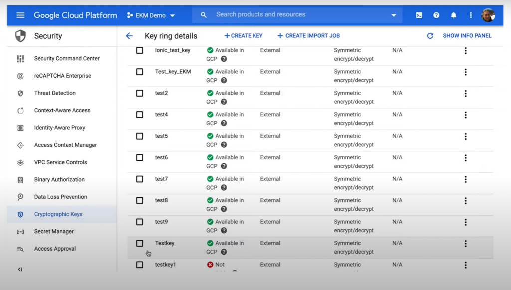 Google Cloud External Key Manager screenshot - De 25 beste HSM-leveranciers onthuld: een gids voor CTO’s