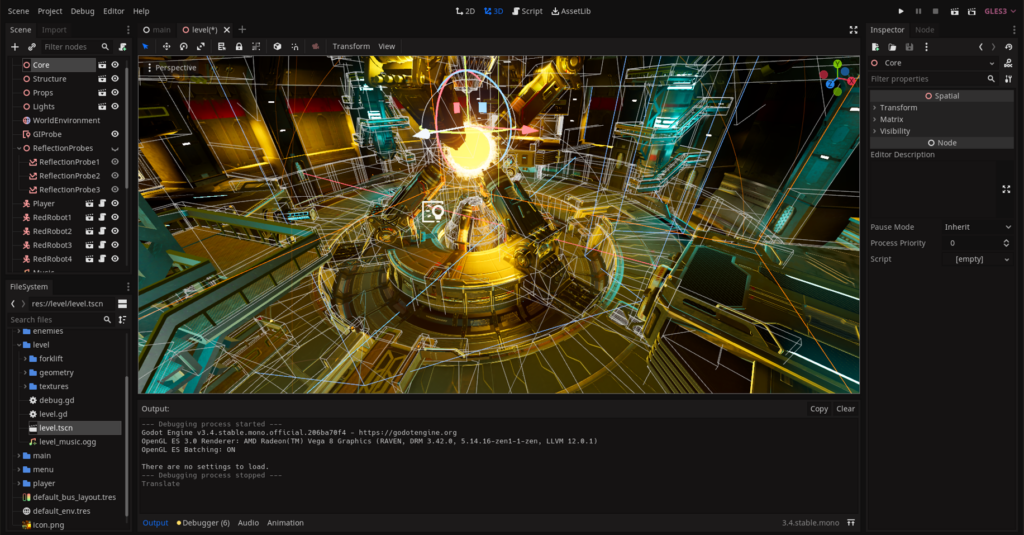 Godot screenshot - 10 Beste softwareopties voor game-engines in 2026
