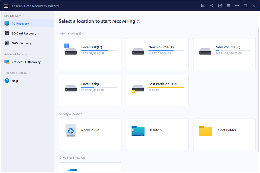 EaseUS Data Recovery Wizard screenshot - Top 10 software voor gegevensherstel uitgelegd