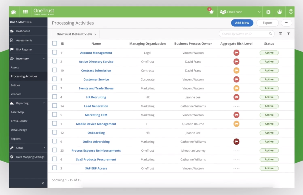 OneTrust screenshot - 10 beste softwaretools voor gegevensbeheer van 2026